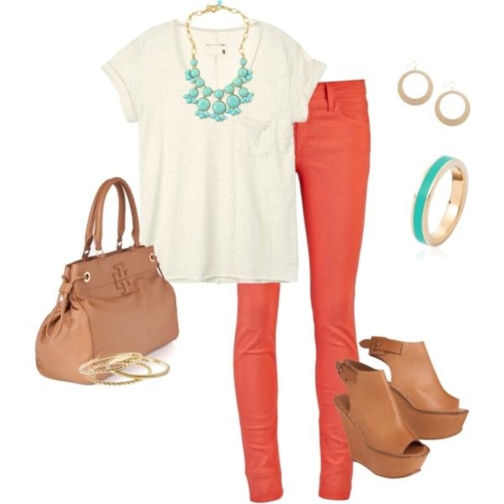 Tory Burch Mara Coral Jeans - Size 14